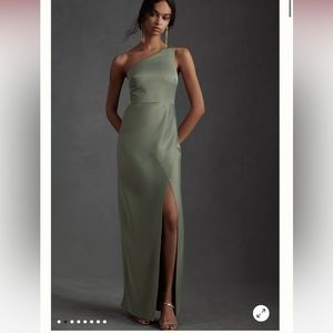 BHLDN Dylan Satin Charmeuse Dress - size 4 in Moss